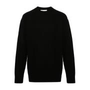 Jil Sander Svart Ull Crew Neck Tröja Black, Herr