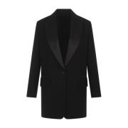 Max Mara Svart Tuxedo Jacka Oversize Volym Black, Dam