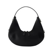 Osoi Svart Läder Hobo Väska med Justerbart Handtag Black, Dam