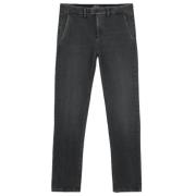 Dondup Regelbundna Denim Jeans med knappstängning Black, Herr