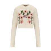 Dsquared2 Blommig Jacquard Kräm Tröja White, Dam