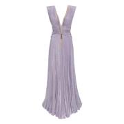 Elisabetta Franchi Lila Lurex Jersey Röda Mattan Klänning Purple, Dam