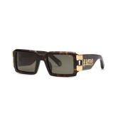 Philipp Plein Stiliga solglasögon i Shiny Dark Havana Brown, Dam