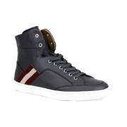 Bally Mörkgrå Hi Top Sneakers med Röda Beige Detaljer Black, Dam