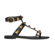 Valentino Garavani Svarta Romerska Studs Sandaler Black, Dam