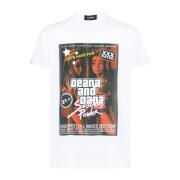 Dsquared2 Vit Crew-Neck T-shirt Cigarette Fit White, Herr