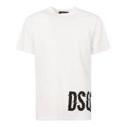 Dsquared2 Vit Bomull Logo Print Rund Hals White, Herr