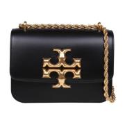 Tory Burch Svart Läder Axelväska med Dubbel T Logo Black, Dam