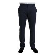 Dolce & Gabbana Blå Slim Fit Ullbyxor Blue, Herr