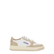 Autry Beige Perforerade Sneakers Snörning Gummisula Beige, Dam