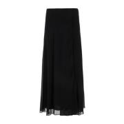 Calvin Klein Elegant Georgette Ankellång Kjol Black, Dam