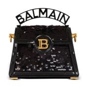 Balmain B-Buzz Dynasty Liten väska i lackläder och paljetter Black, Da...