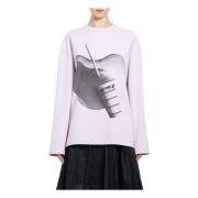 Jil Sander Blåbär Yoghurt Milkshake Print Långärmad T-shirt Purple, Da...