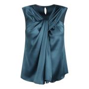 Alberta Ferretti Twisted Detail Satin Top Fw24 Green, Dam