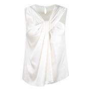 Alberta Ferretti Satin Top med Twisted Detalj White, Dam