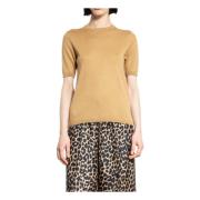 Max Mara Beige Crewneck Kortärmad Tröja Beige, Dam