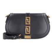 Versace Grekisk Läder Crossbody Väska Black, Dam