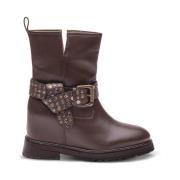 Emanuelle Vee Studded ankelboots i läder Brown, Dam