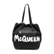 Alexander McQueen Stilfull Läder Väska Black, Dam