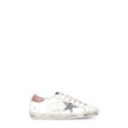 Golden Goose Vita Läder Glitterstjärna Sneakers White, Dam