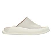 Estro Ljus Beige Läder Slide Sandaler Beige, Dam