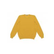 La Fileria Gul Ribbad Crew Neck Tröja Yellow, Herr