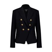 Balmain Svart Ullkavaj Guld Knappar Black, Dam