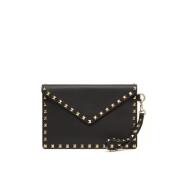 Valentino Garavani Svart Läder Studded Pouch Väska Black, Dam