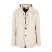 Armani Enkelknäppt blazer med avtagbar huva Beige, Herr