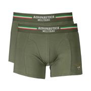 Aeronautica Militare Grön Bomullsboxershorts med Logotyp Green, Herr