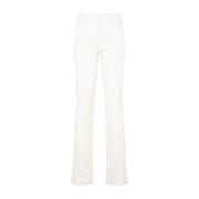 Chloé Vit Blommig Spets Bootcut Byxor Beige, Dam