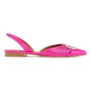 Malone Souliers Fuchsia Satin Misha Flats Sandaler Pink, Dam