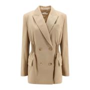 Chloé Beige Blazer Peak Lapel Double-Breasted Beige, Dam