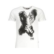 Cavalli Class Tryck Logo Rund Hals T-shirt White, Herr