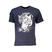 Cavalli Class Tryckt Rund Hals T-shirt Blue, Herr