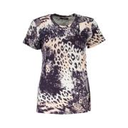 Cavalli Class Mönstrad T-shirt med Logo Print Multicolor, Dam