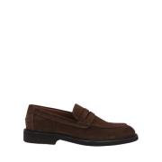 Lottusse Navy Blue Calfskin Baltimore Band Loafers Mocasin Banda Brown...