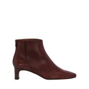 Lottusse Burgundy Calfskin Smithson Zipper Ankle Boots Red, Dam