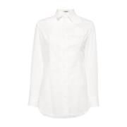 Yohji Yamamoto Asymmetrisk Knäppt Vit Bomullsskjorta White, Dam