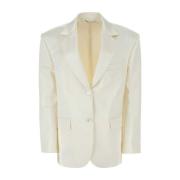 Magda Butrym Ivory Cotton Blend Blazer White, Dam