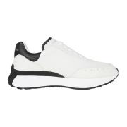 Alexander McQueen Vit Svart Silver Läder Sneakers White, Herr