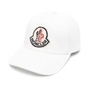 Moncler Vit Logotyp Böjd Keps White, Herr