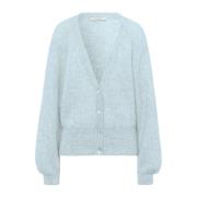 IVY OAK Mjuk Alpacka Blandning Cardigan med Djup Halsringning Blue, Da...