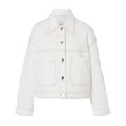 IVY OAK Kort Jeansjacka med Stora Fickor White, Dam