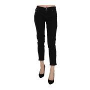 John Galliano Elegant Svart Slim Cropped Jeans Black, Dam
