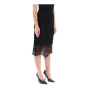 Burberry Elegant Lace Pencil Skirt Black, Dam