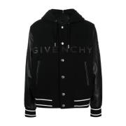 Givenchy Svart Läderärmar Jacka Black, Herr