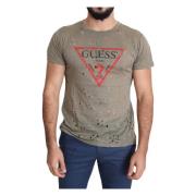 Guess Brun Bomull Casual T-shirt Brown, Herr