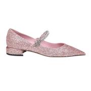 Jimmy Choo Glittrig Rosa Ballerina Sandaler Pink, Dam