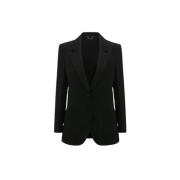 Victoria Beckham Gabardine Blazer med Fickor Black, Dam